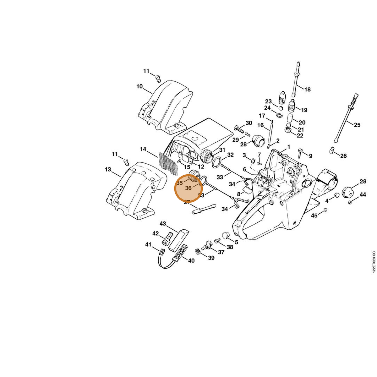 STIHL part 0000-359-1210 — IPL diagram snippet (6x zoom, amber highlight)