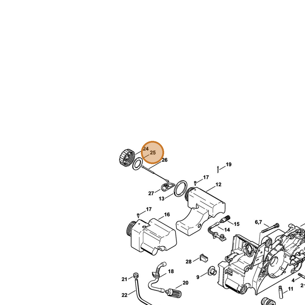 STIHL part 0000-359-1240 — IPL diagram snippet (6x zoom, amber highlight)