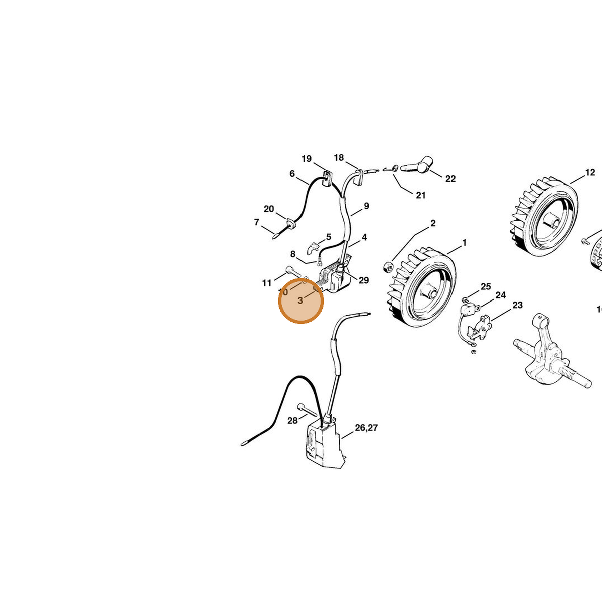 STIHL part 0000-400-1300 — IPL diagram snippet (6x zoom, amber highlight)