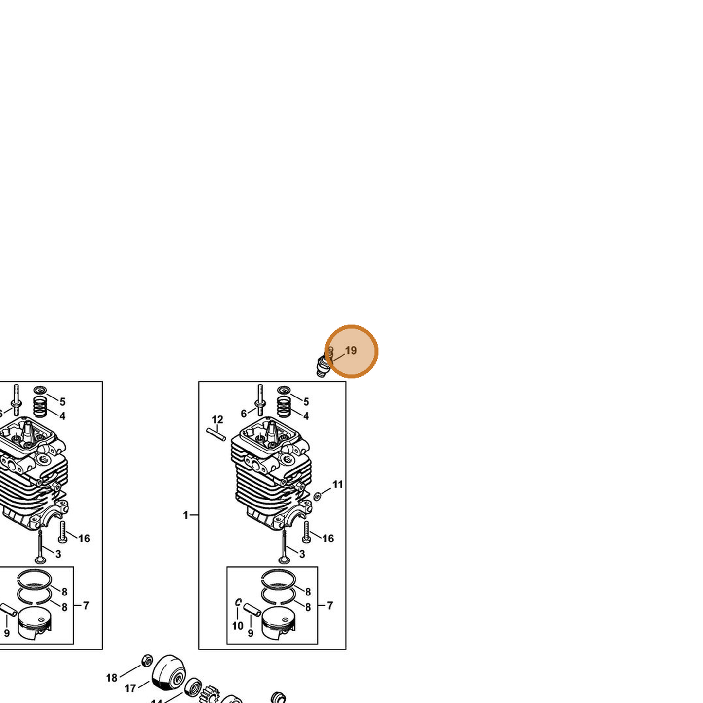 STIHL part 0000-400-7027 — IPL diagram snippet (6x zoom, amber highlight)