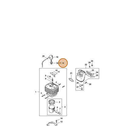 STIHL part 0000-400-7030 — IPL diagram snippet (6x zoom, amber highlight)