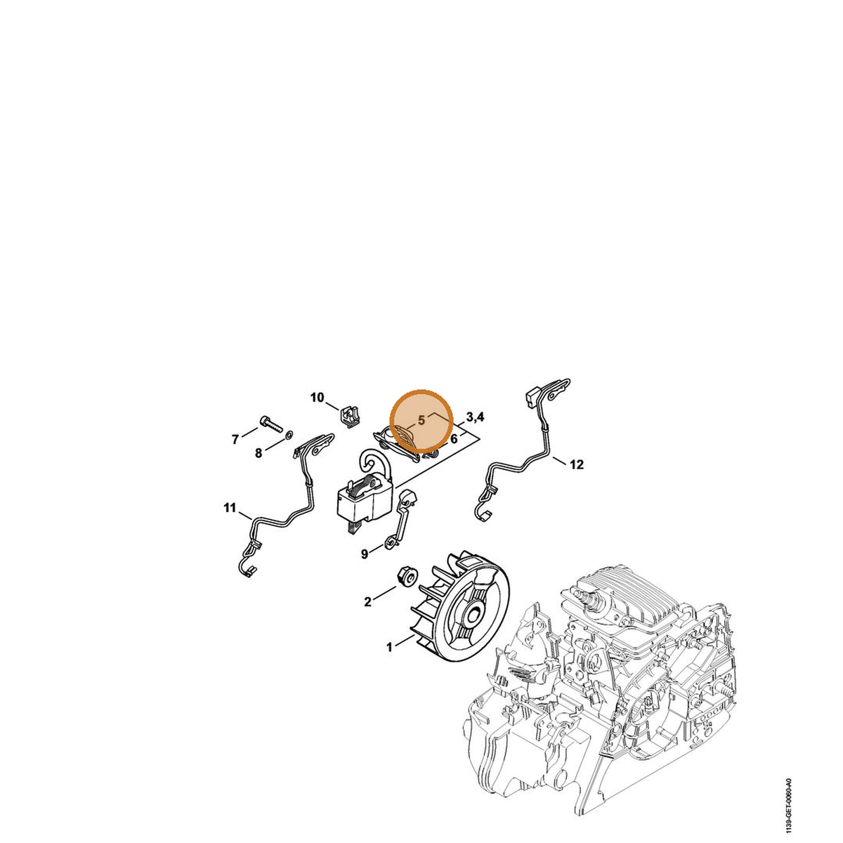 STIHL part 0000-405-1003 — IPL diagram snippet (6x zoom, amber highlight)