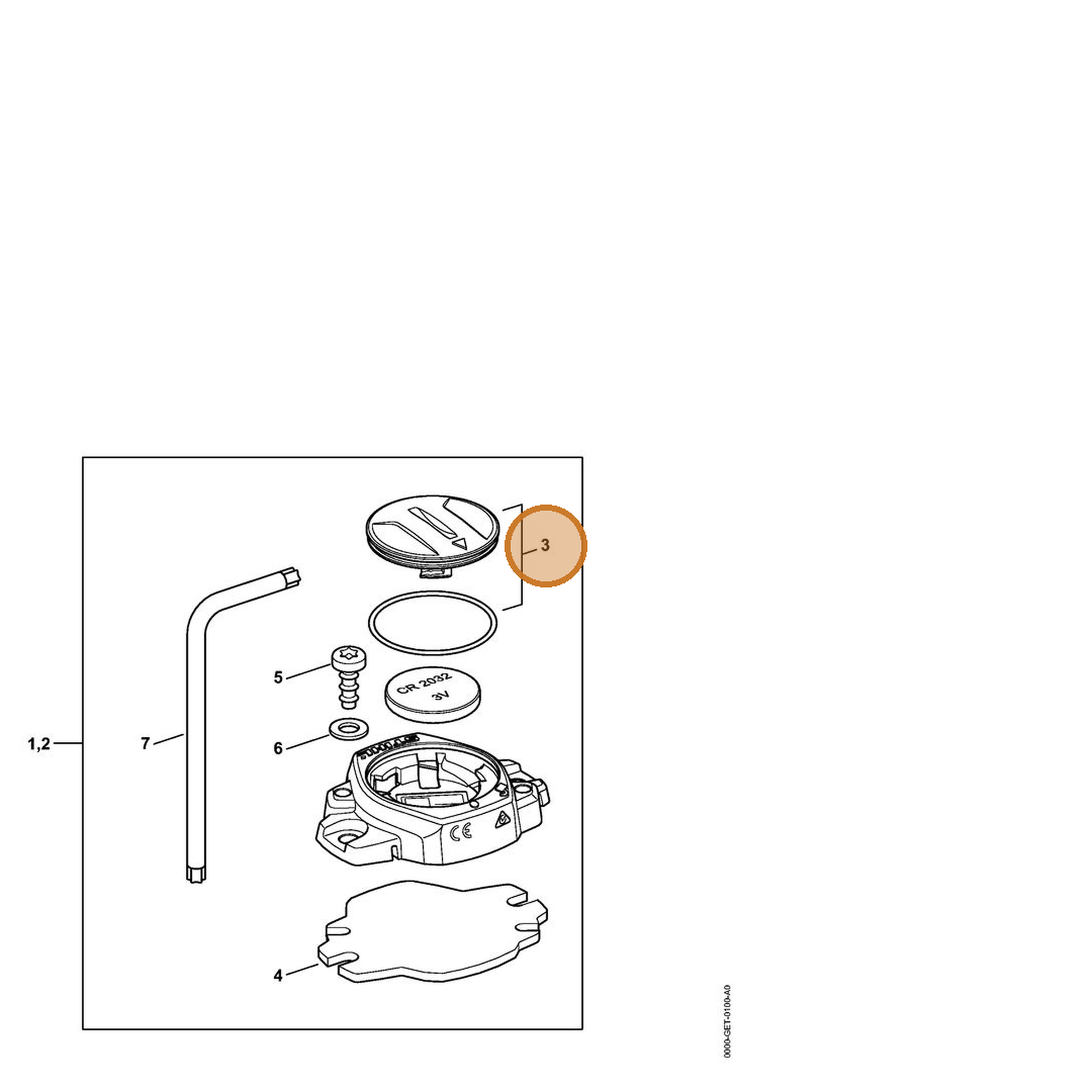 STIHL part 0000-430-3601 — IPL diagram snippet (6x zoom, amber highlight)