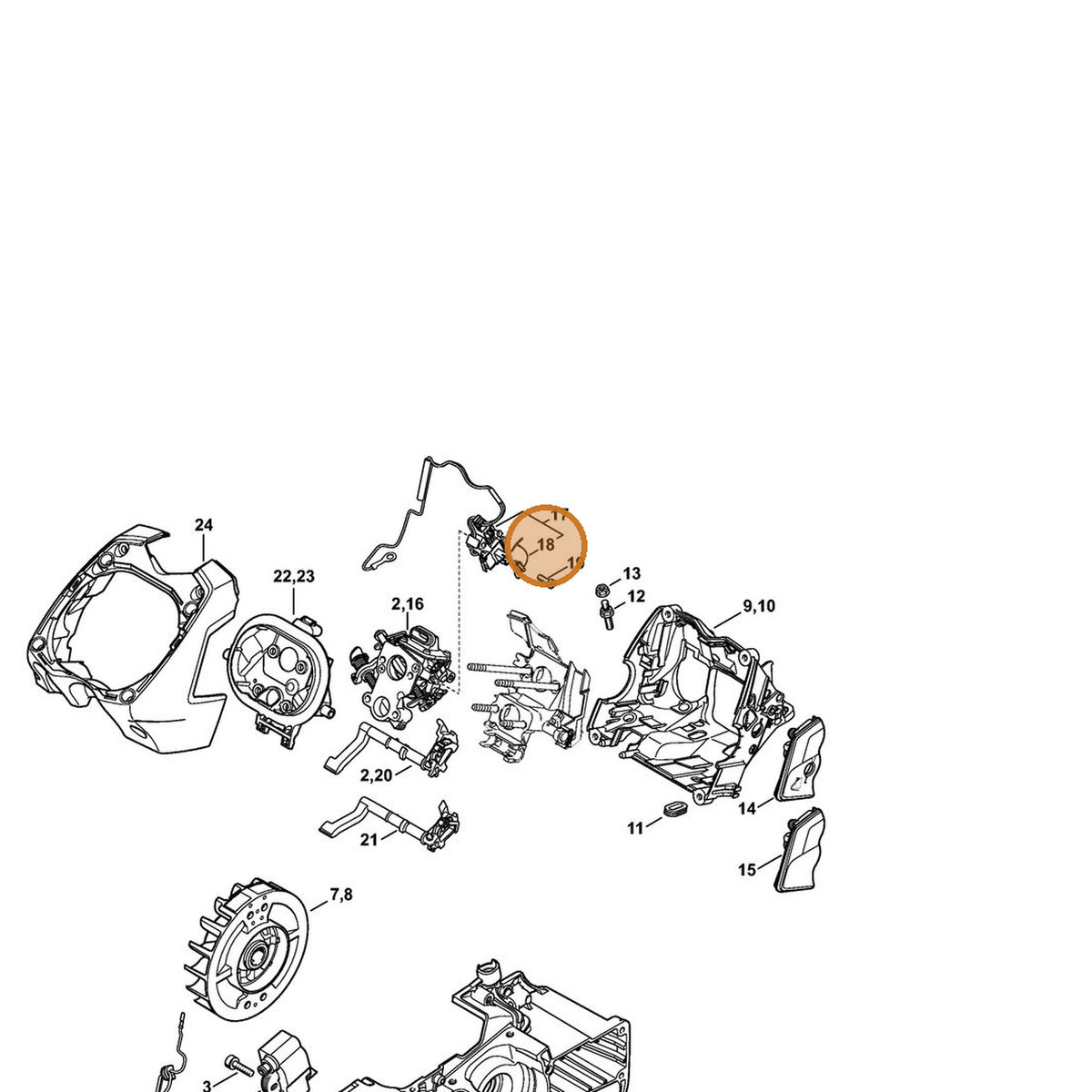 STIHL part 0000-430-4800 — IPL diagram snippet (6x zoom, amber highlight)