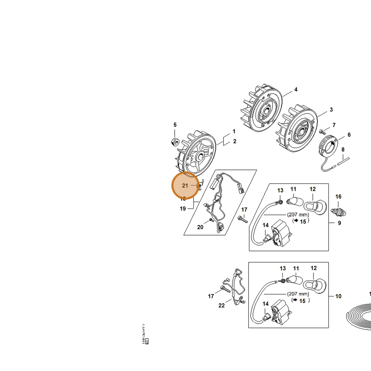STIHL part 0000-430-4801 — IPL diagram snippet (6x zoom, amber highlight)