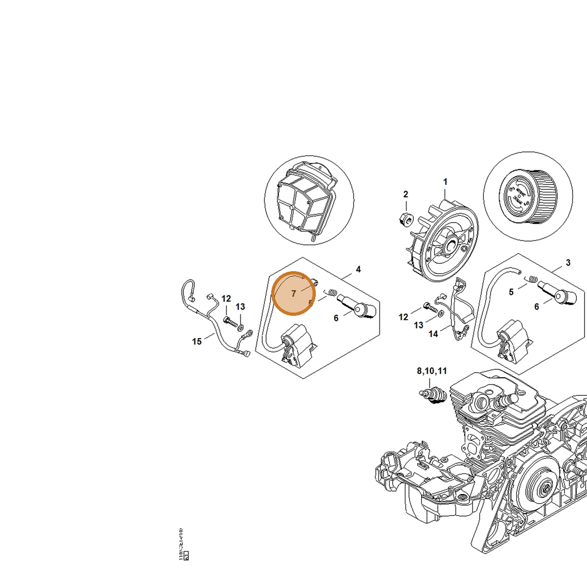 STIHL part 0000-435-8400 — IPL diagram snippet (6x zoom, amber highlight)