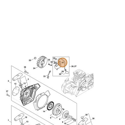 STIHL part 0000-448-1207 — IPL diagram snippet (6x zoom, amber highlight)