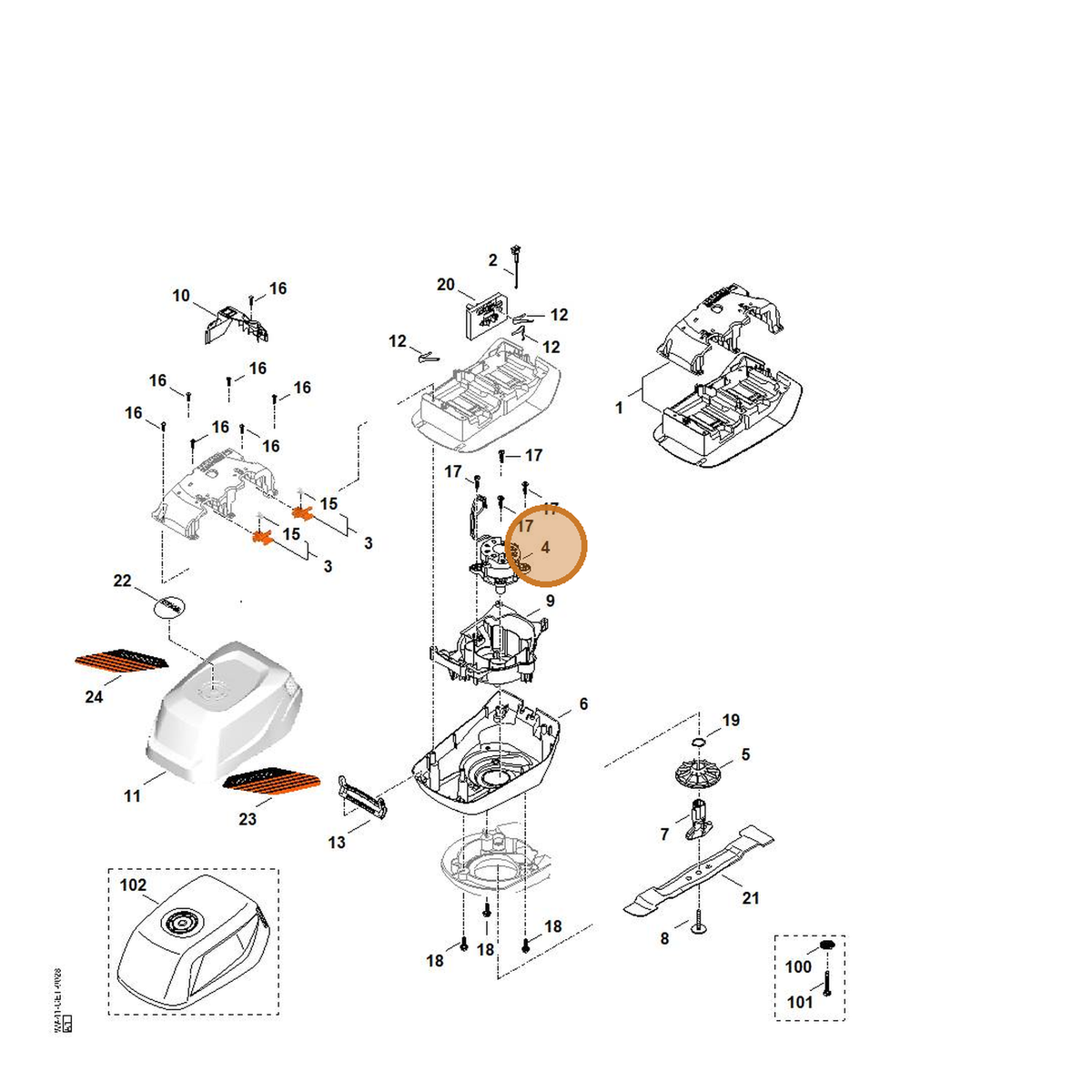 STIHL part 0000-600-0200 — IPL diagram snippet (6x zoom, amber highlight)