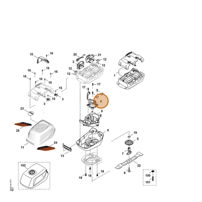 STIHL part 0000-600-0205 — IPL diagram snippet (6x zoom, amber highlight)