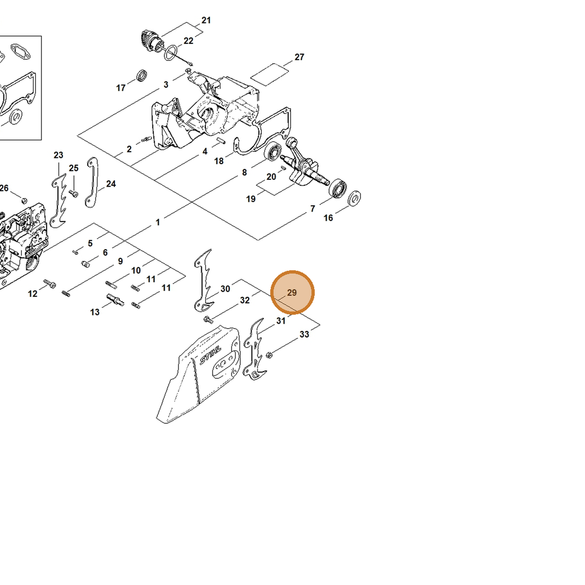 STIHL part 0000-660-0800 — IPL diagram snippet (6x zoom, amber highlight)