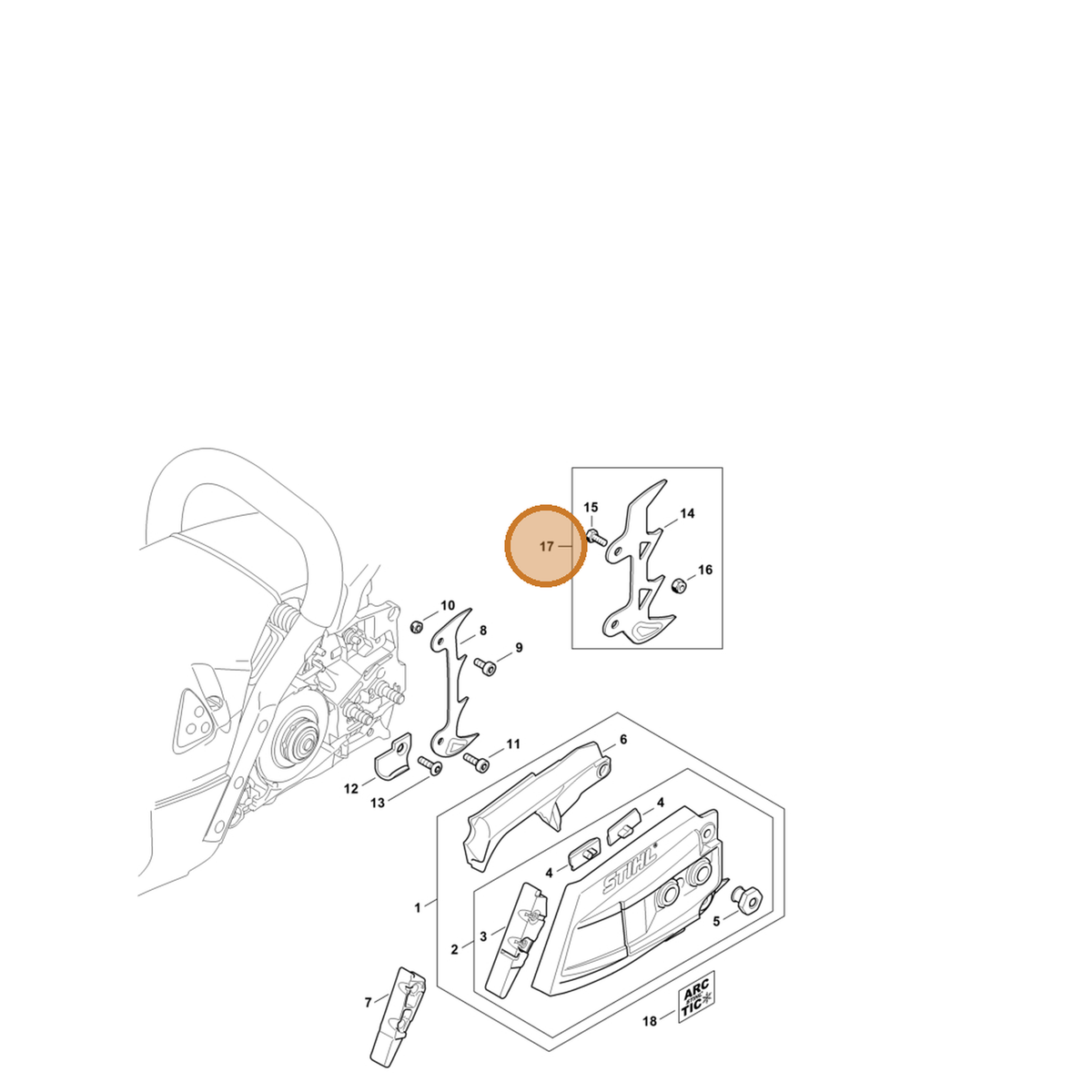 STIHL part 0000-660-0801 — IPL diagram snippet (6x zoom, amber highlight)