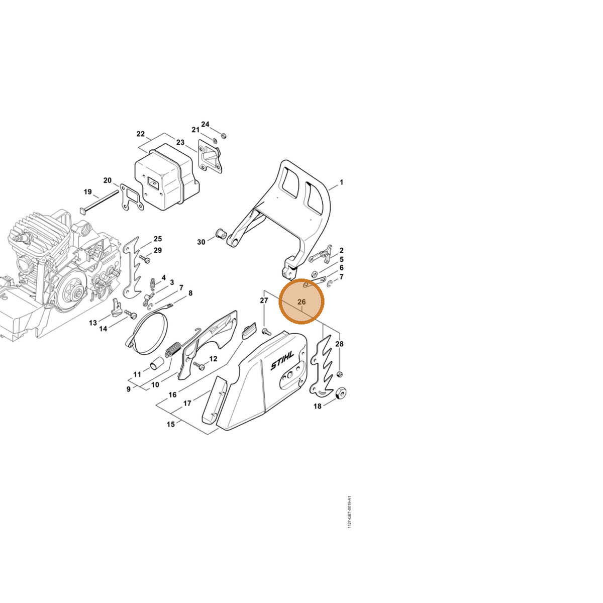 STIHL part 0000-660-0850 — IPL diagram snippet (6x zoom, amber highlight)