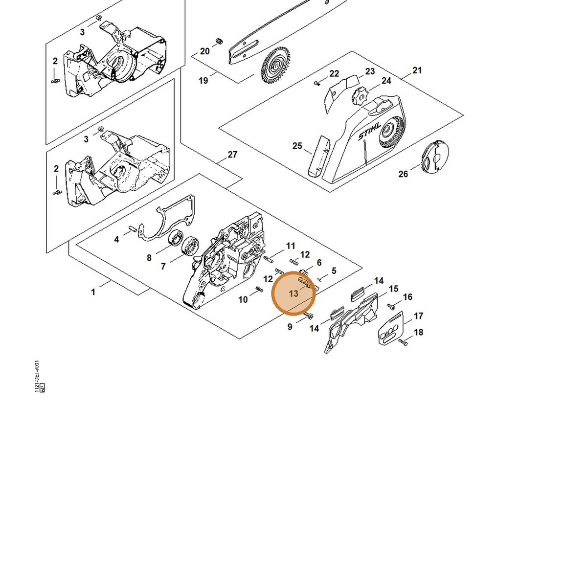 STIHL part 0000-664-2405 — IPL diagram snippet (6x zoom, amber highlight)