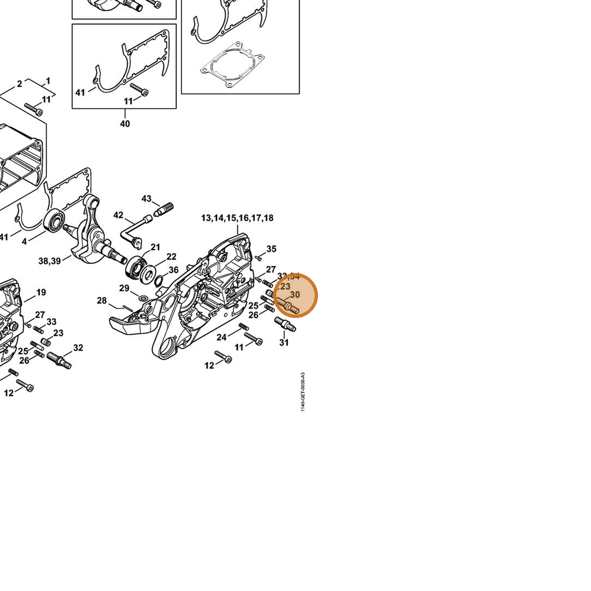STIHL part 0000-664-2406 — IPL diagram snippet (6x zoom, amber highlight)