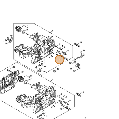 STIHL part 0000-664-2407 — IPL diagram snippet (6x zoom, amber highlight)