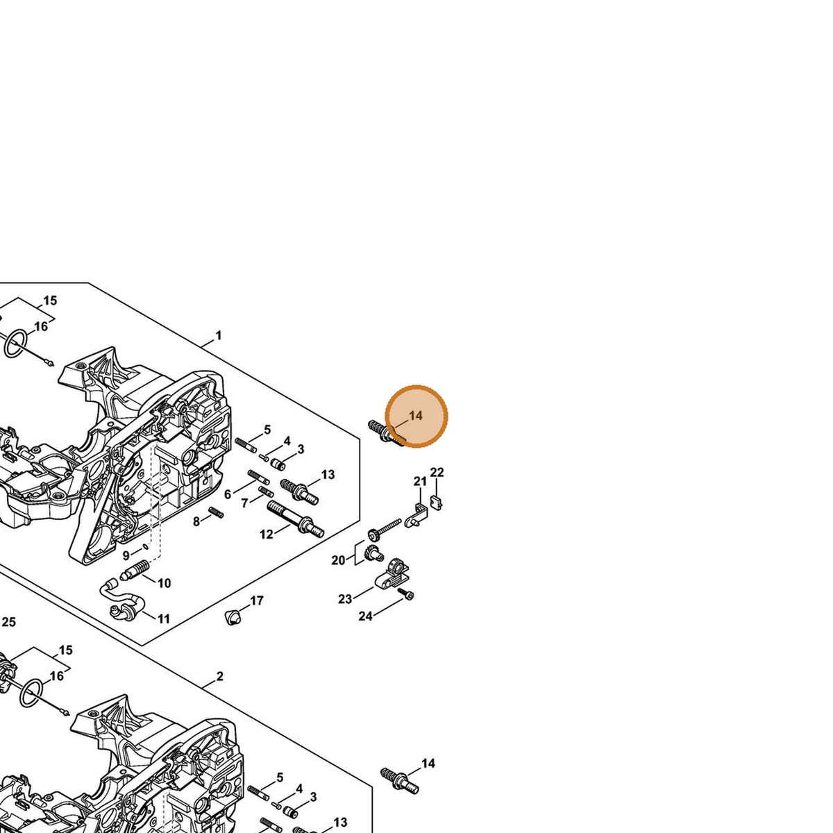 STIHL part 0000-664-2411 — IPL diagram snippet (6x zoom, amber highlight)