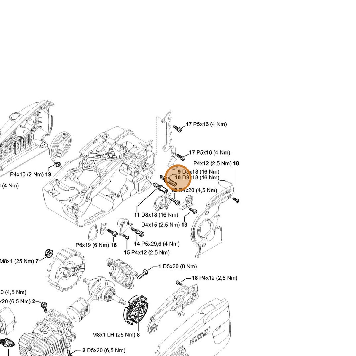 STIHL part 0000-664-2415 — IPL diagram snippet (6x zoom, amber highlight)