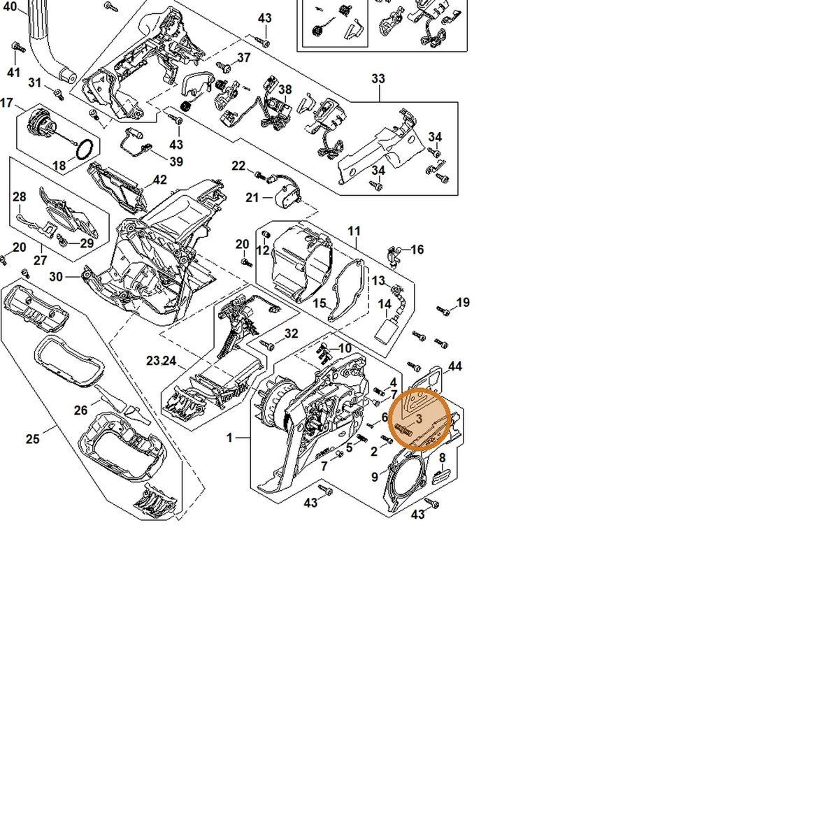STIHL part 0000-664-2416 — IPL diagram snippet (6x zoom, amber highlight)