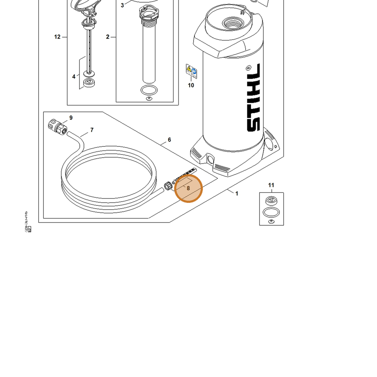 STIHL part 0000-670-0401 — IPL diagram snippet (6x zoom, amber highlight)