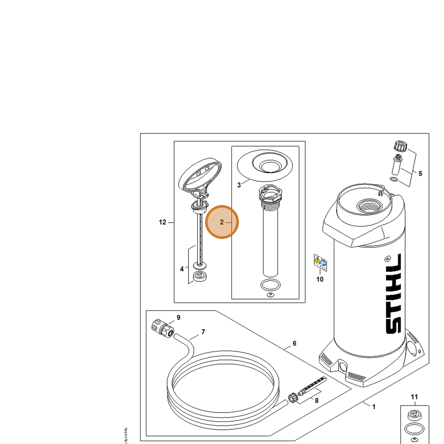 STIHL part 0000-670-6601 — IPL diagram snippet (6x zoom, amber highlight)