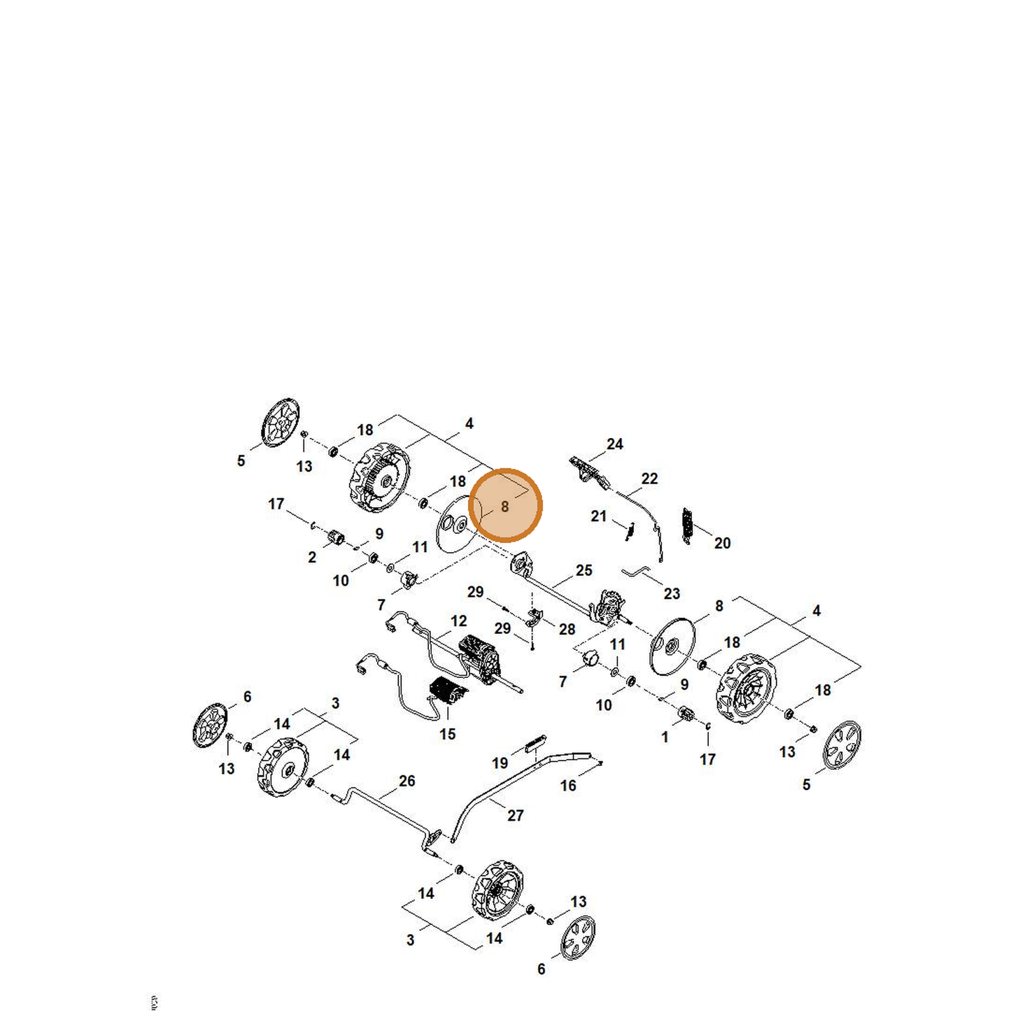 STIHL part 0000-704-3600 — IPL diagram snippet (6x zoom, amber highlight)