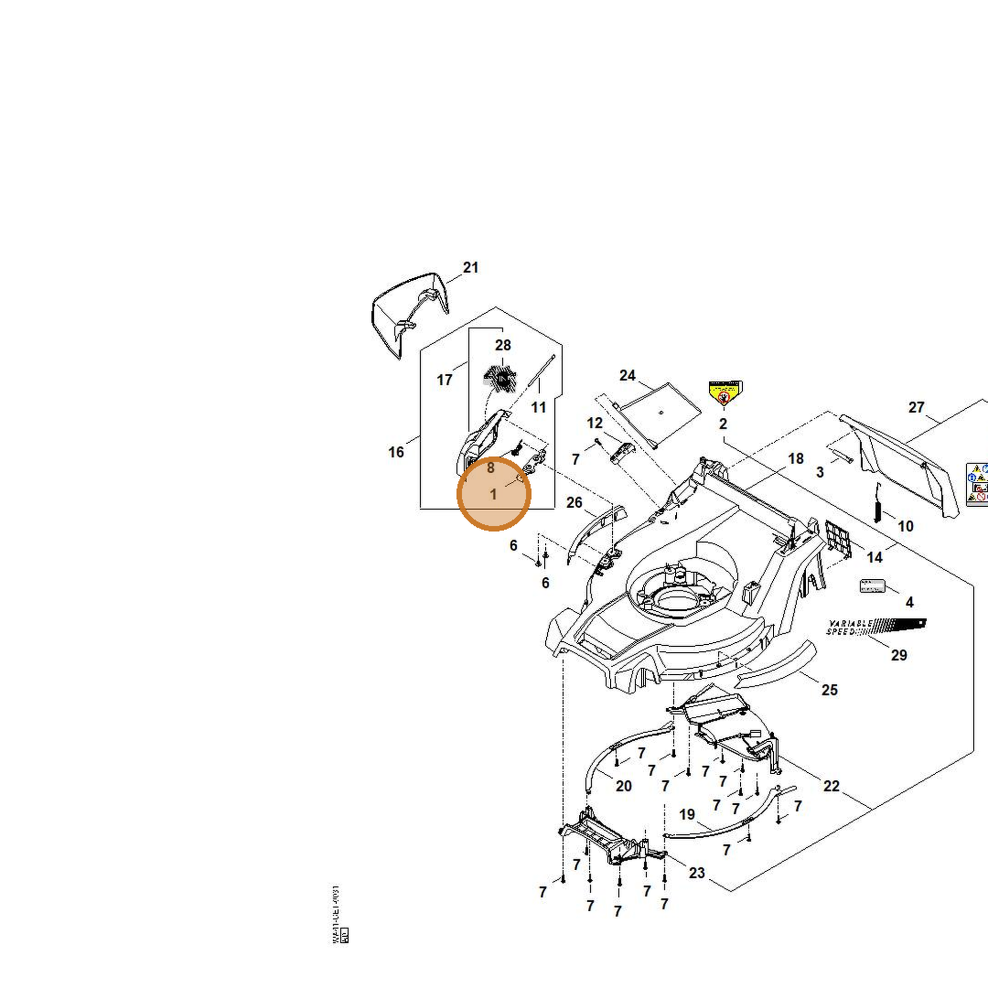 STIHL part 0000-704-5401 — IPL diagram snippet (6x zoom, amber highlight)