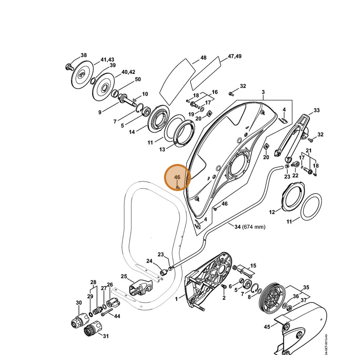 STIHL part 0000-706-4601 — IPL diagram snippet (6x zoom, amber highlight)