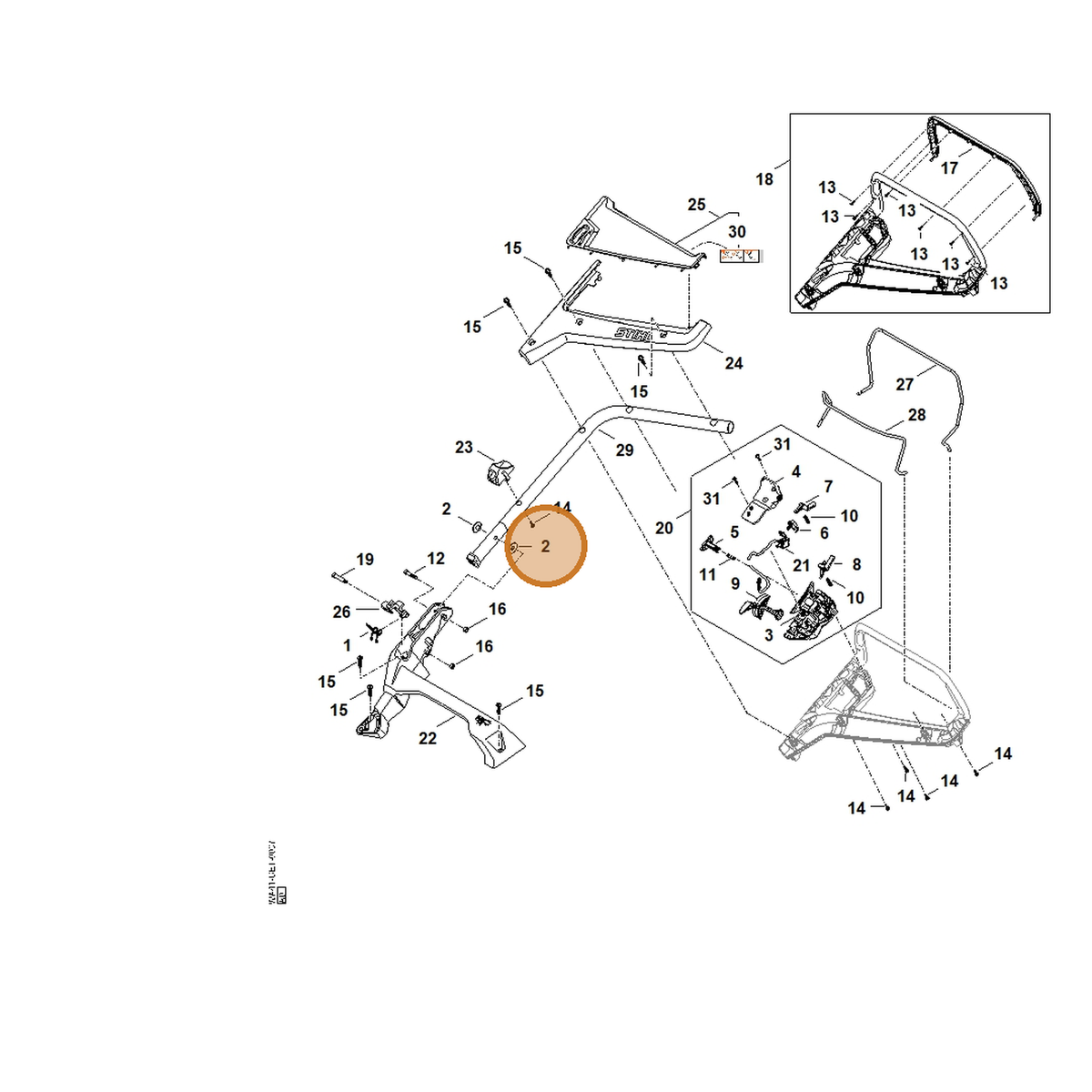STIHL part 0000-710-7300 — IPL diagram snippet (6x zoom, amber highlight)