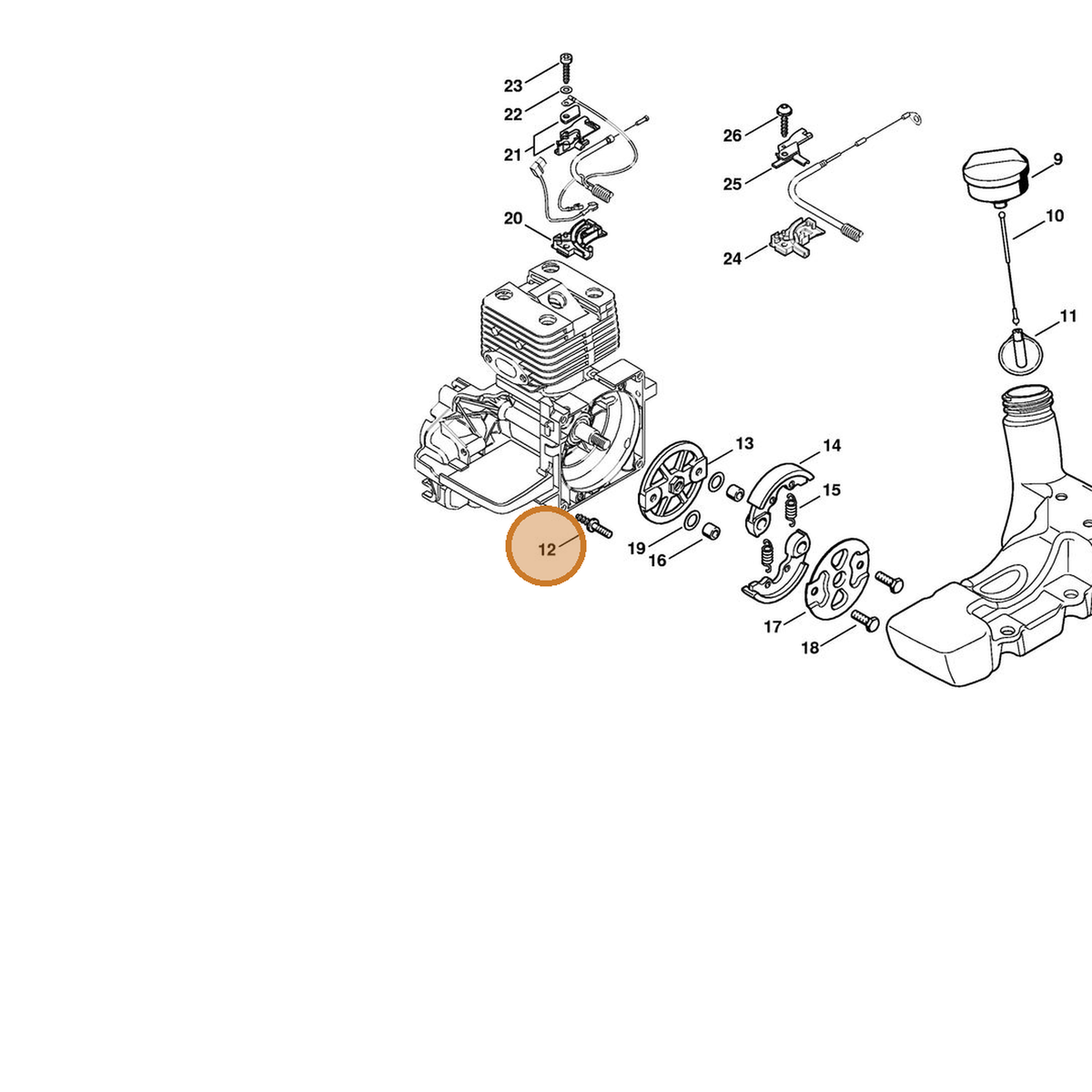 STIHL part 0000-711-8700 — IPL diagram snippet (6x zoom, amber highlight)
