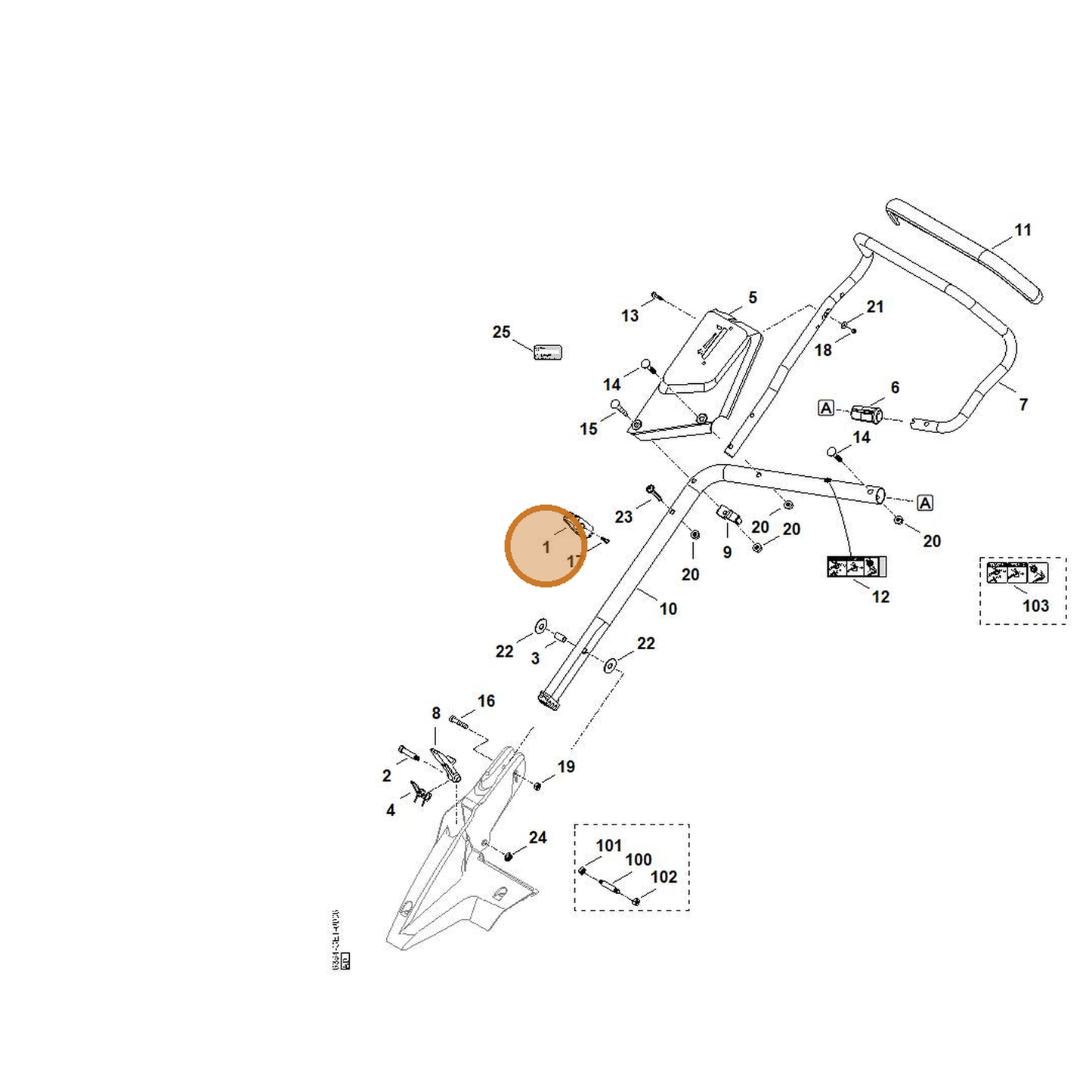 STIHL part 0000-760-3820 — IPL diagram snippet (6x zoom, amber highlight)