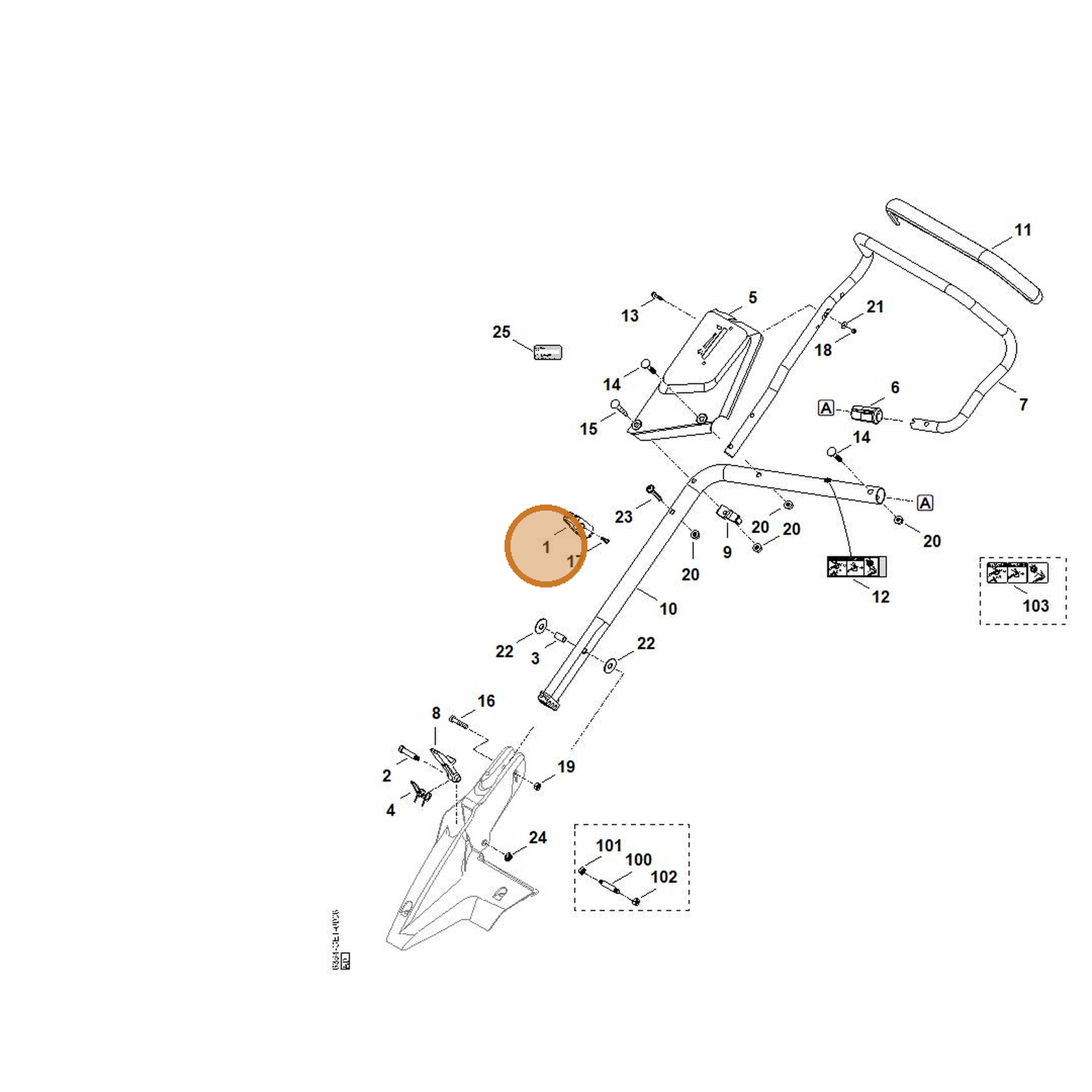 STIHL part 0000-760-3820 — IPL diagram snippet (6x zoom, amber highlight)