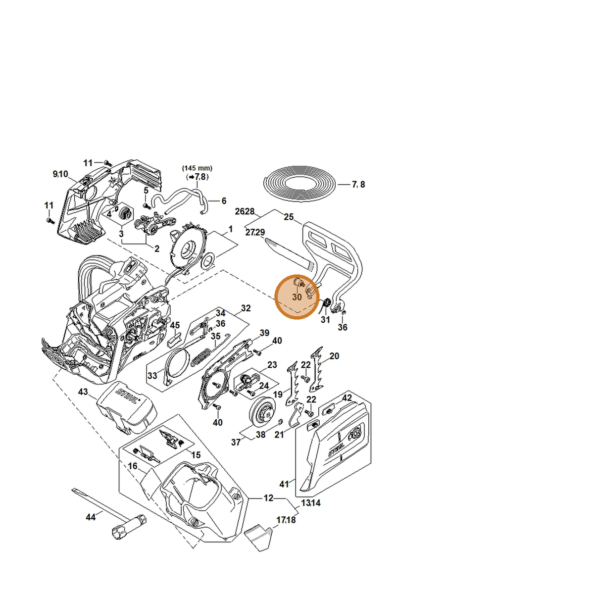 STIHL part 0000-790-6106 — IPL diagram snippet (6x zoom, amber highlight)