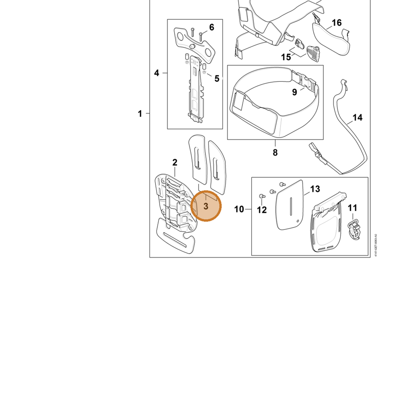 STIHL part 0000-790-7300 — IPL diagram snippet (6x zoom, amber highlight)