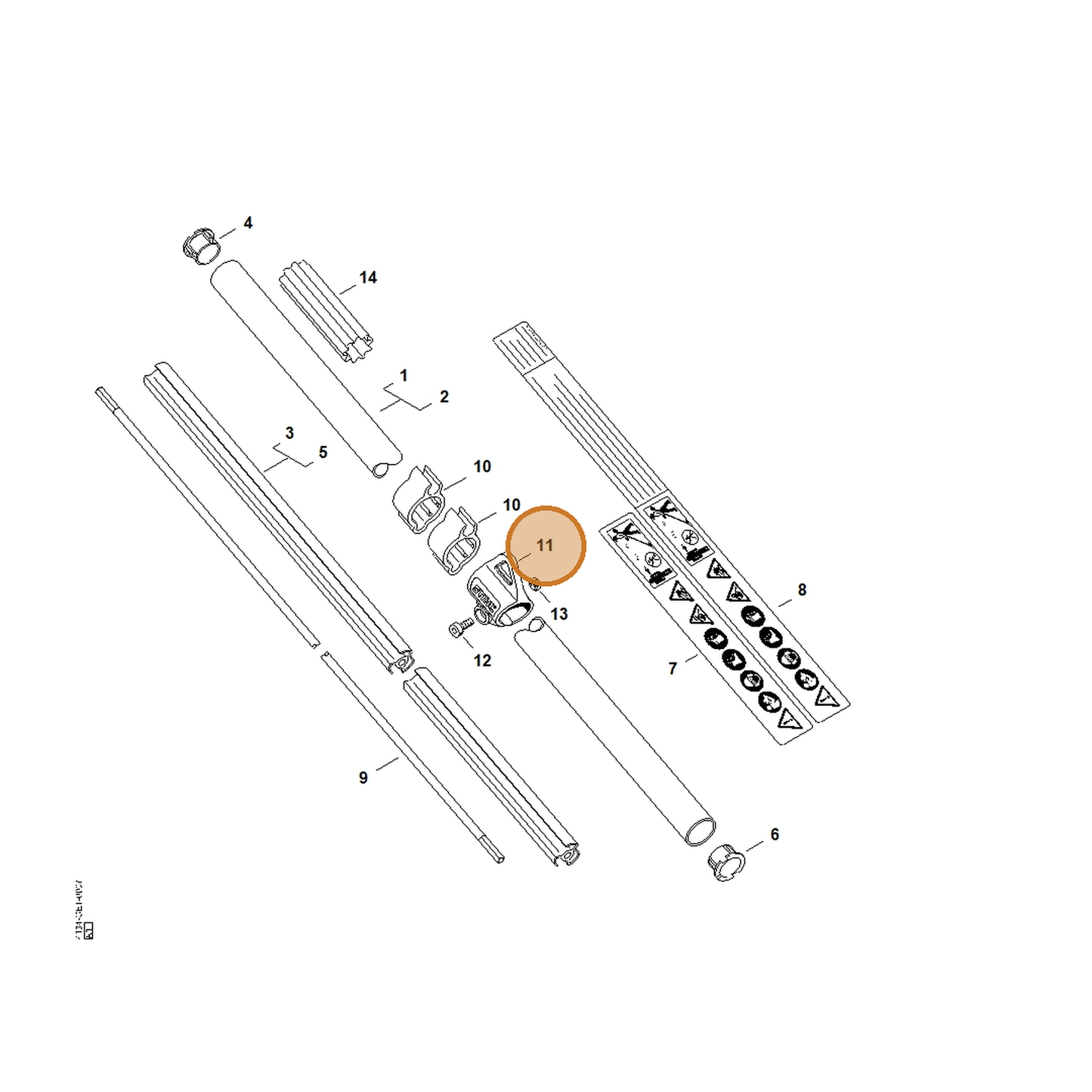 STIHL part 0000-790-8801 — IPL diagram snippet (6x zoom, amber highlight)