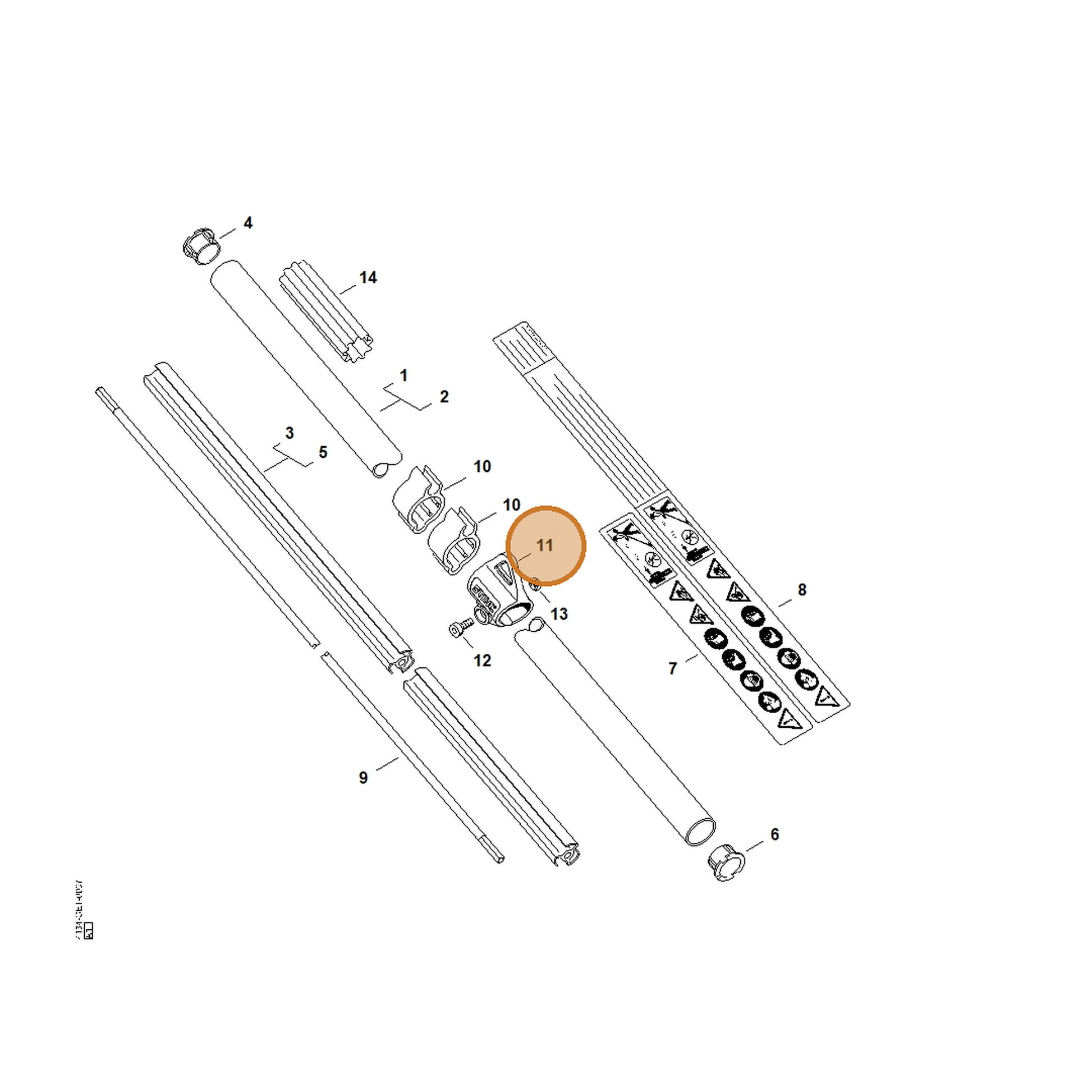 STIHL part 0000-790-8801 — IPL diagram snippet (6x zoom, amber highlight)