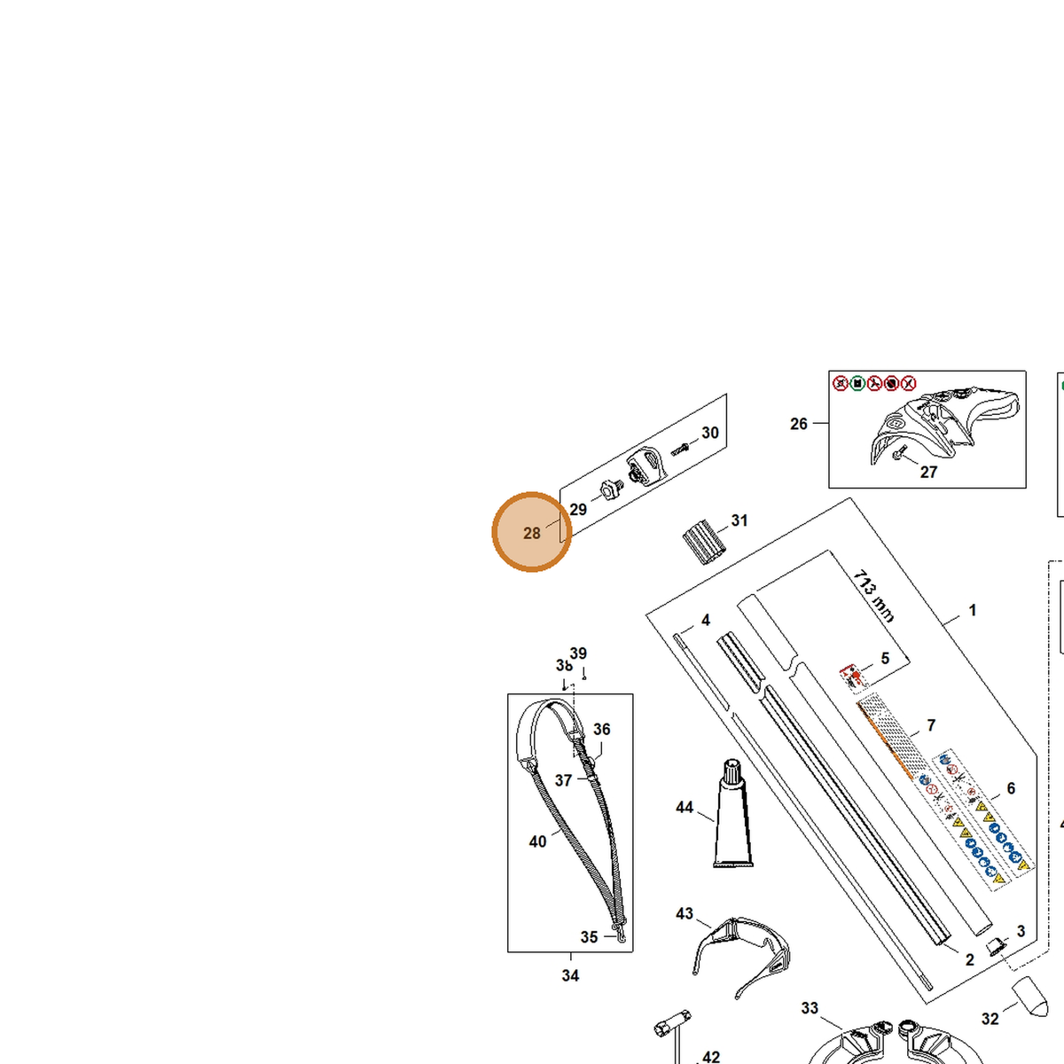 STIHL part 0000-790-8807 — IPL diagram snippet (6x zoom, amber highlight)