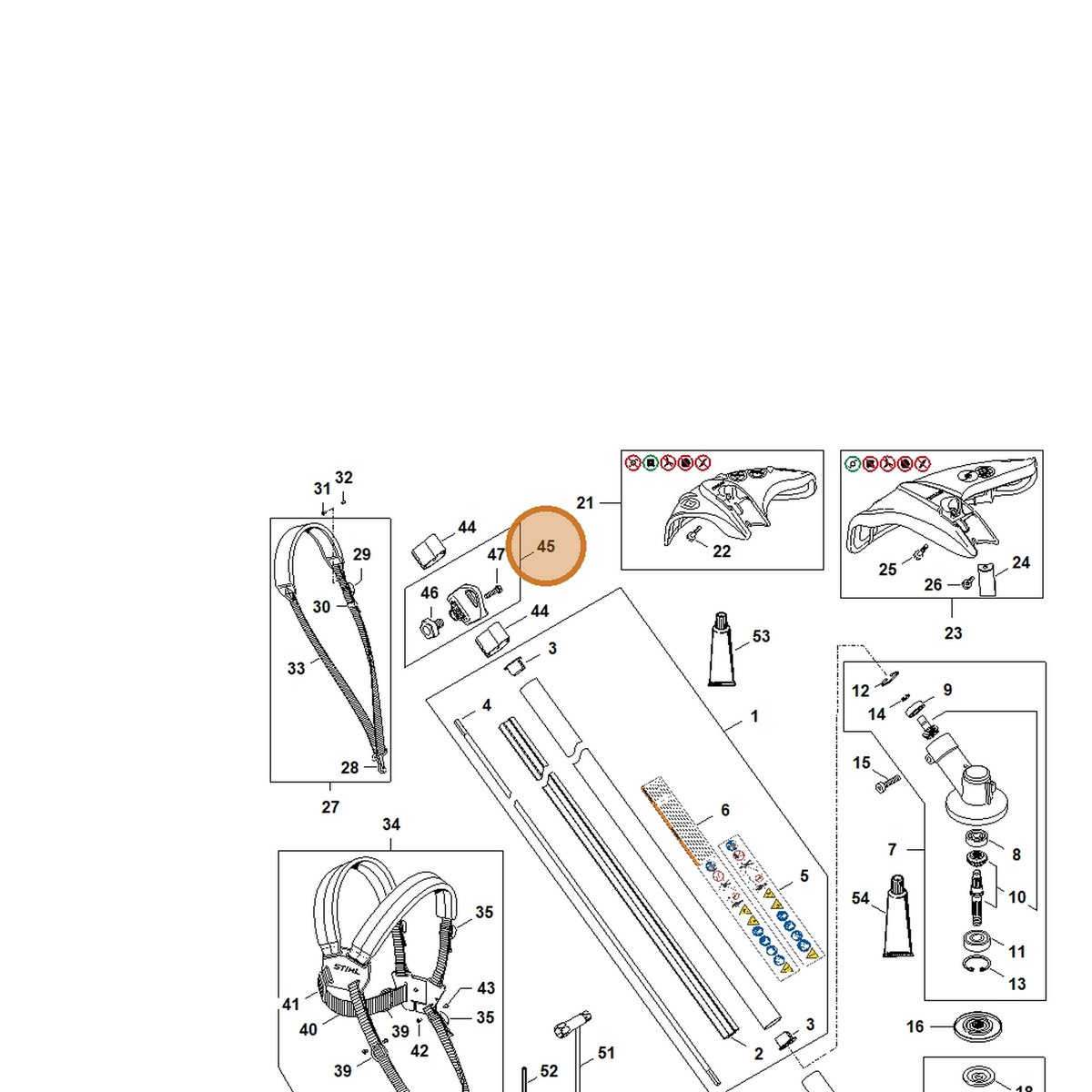 STIHL part 0000-790-8808 — IPL diagram snippet (6x zoom, amber highlight)