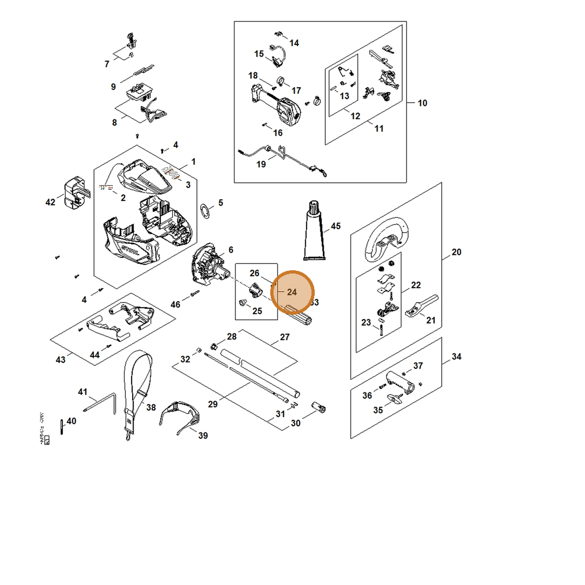STIHL part 0000-790-8809 — IPL diagram snippet (6x zoom, amber highlight)