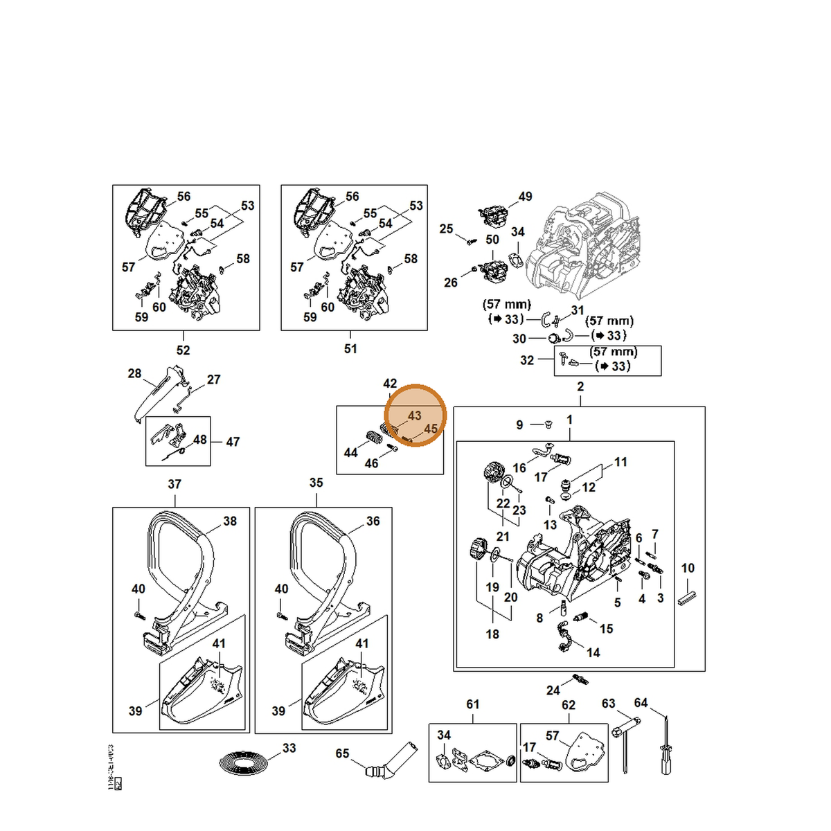 STIHL part 0000-791-3107 — IPL diagram snippet (6x zoom, amber highlight)