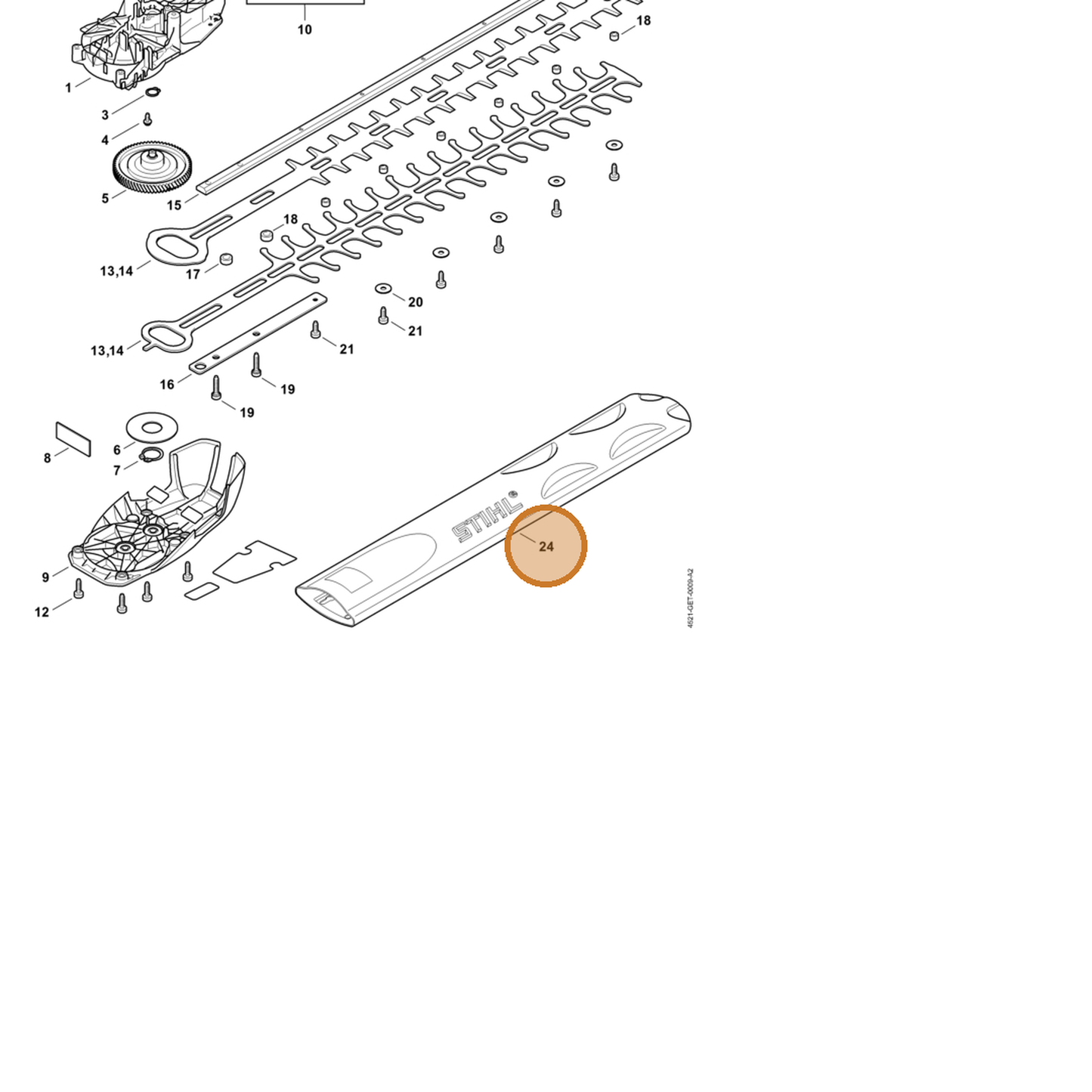STIHL part 0000-792-9600 — IPL diagram snippet (6x zoom, amber highlight)
