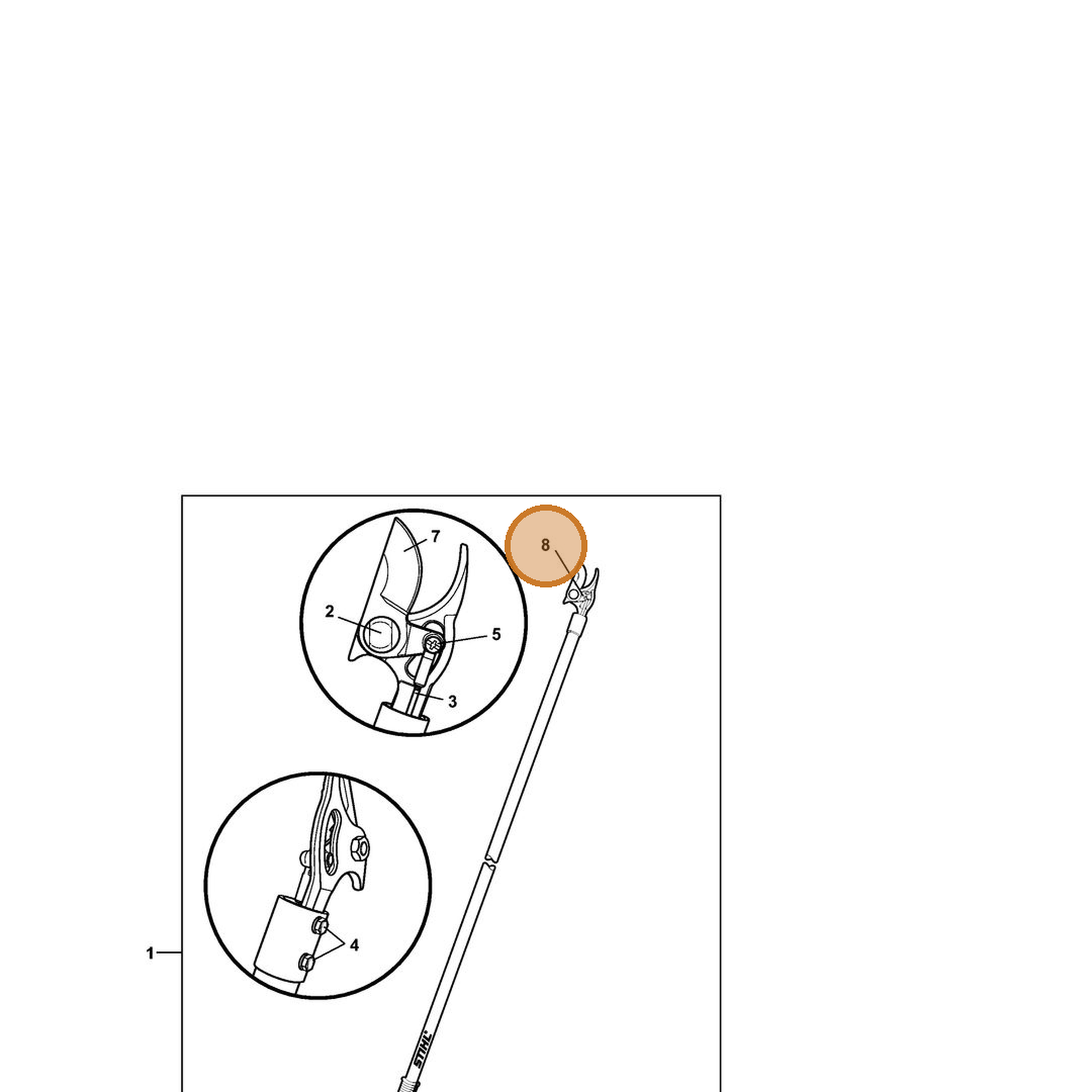 STIHL part 0000-881-3662 — IPL diagram snippet (6x zoom, amber highlight)
