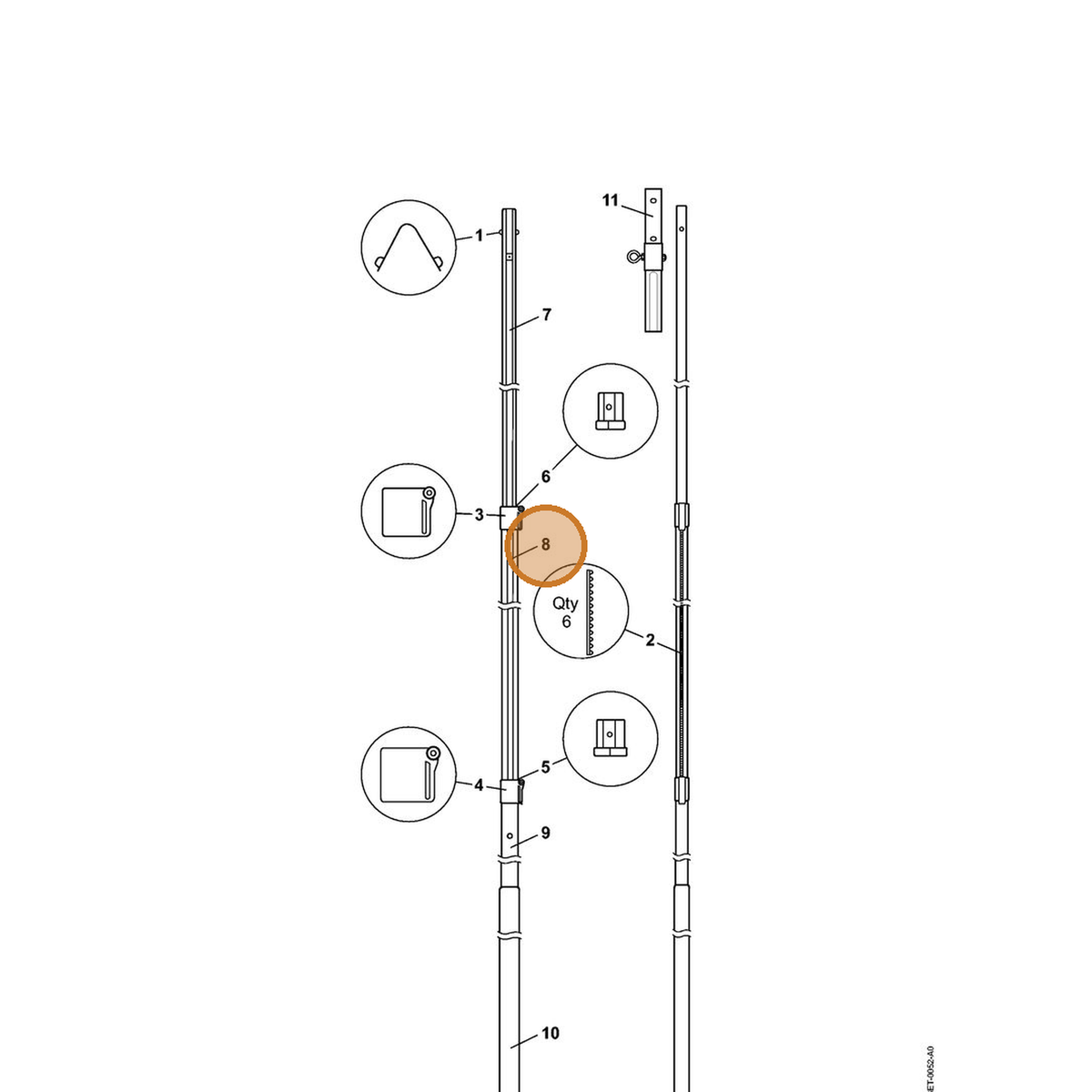 STIHL part 0000-881-4138 — IPL diagram snippet (6x zoom, amber highlight)