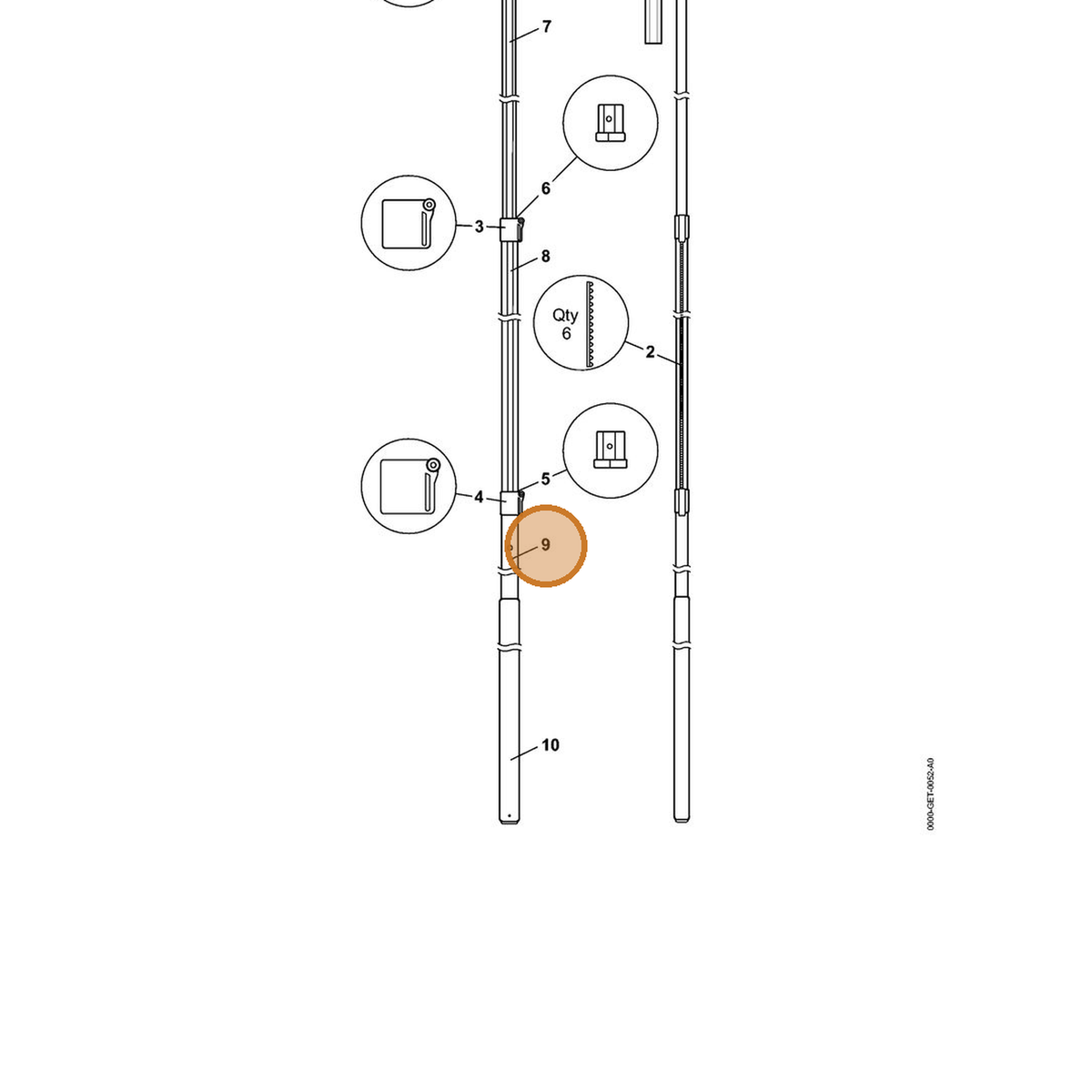 STIHL part 0000-881-4139 — IPL diagram snippet (6x zoom, amber highlight)