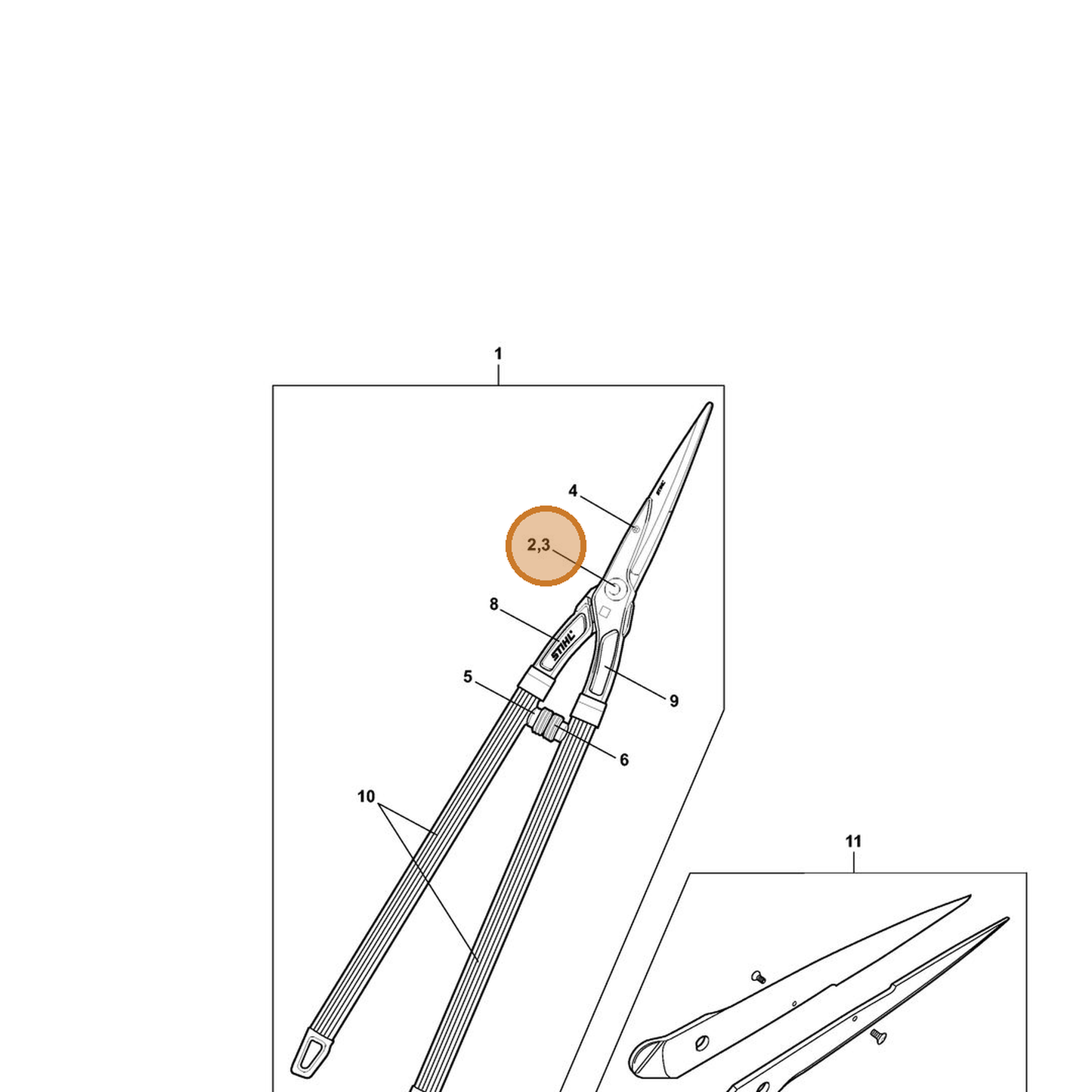STIHL part 0000-882-0200 — IPL diagram snippet (6x zoom, amber highlight)