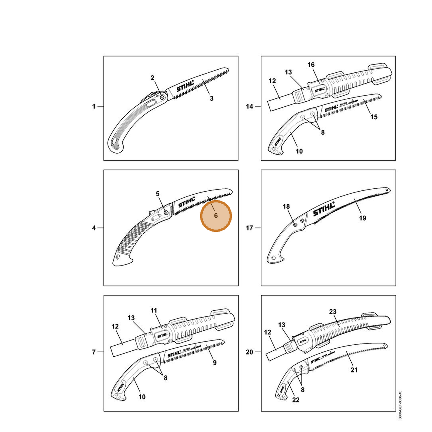 STIHL part 0000-882-0910 — IPL diagram snippet (6x zoom, amber highlight)