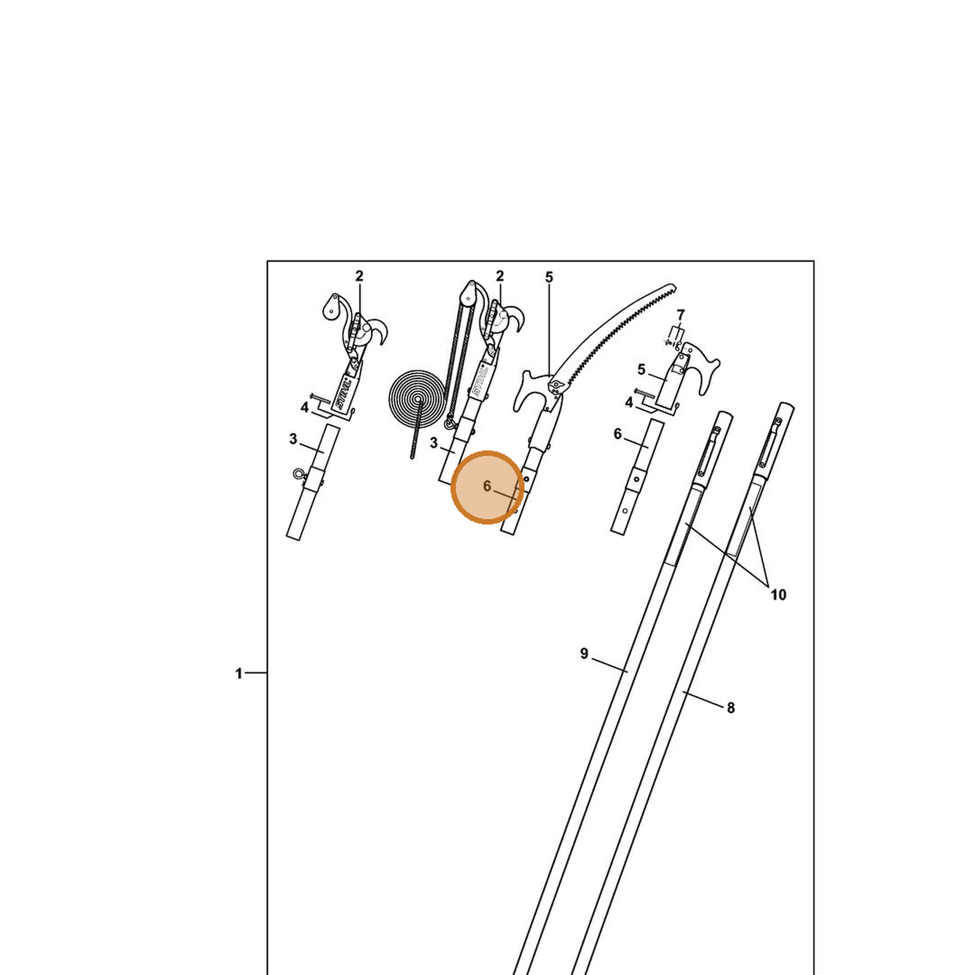 STIHL part 0000-882-0915 — IPL diagram snippet (6x zoom, amber highlight)