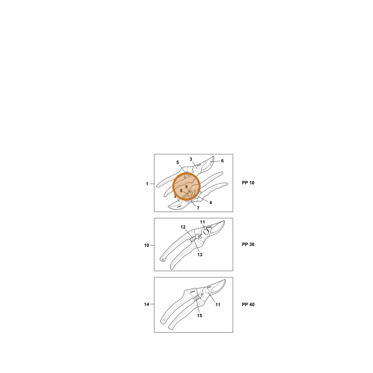 STIHL part 0000-882-1201 — IPL diagram snippet (6x zoom, amber highlight)
