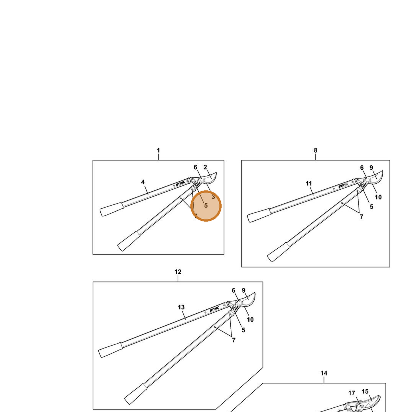 STIHL part 0000-882-1501 — IPL diagram snippet (6x zoom, amber highlight)