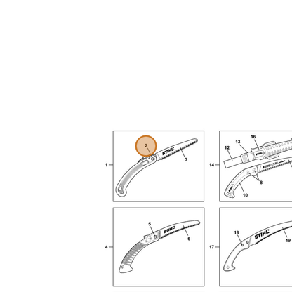 STIHL part 0000-882-1608 — IPL diagram snippet (6x zoom, amber highlight)