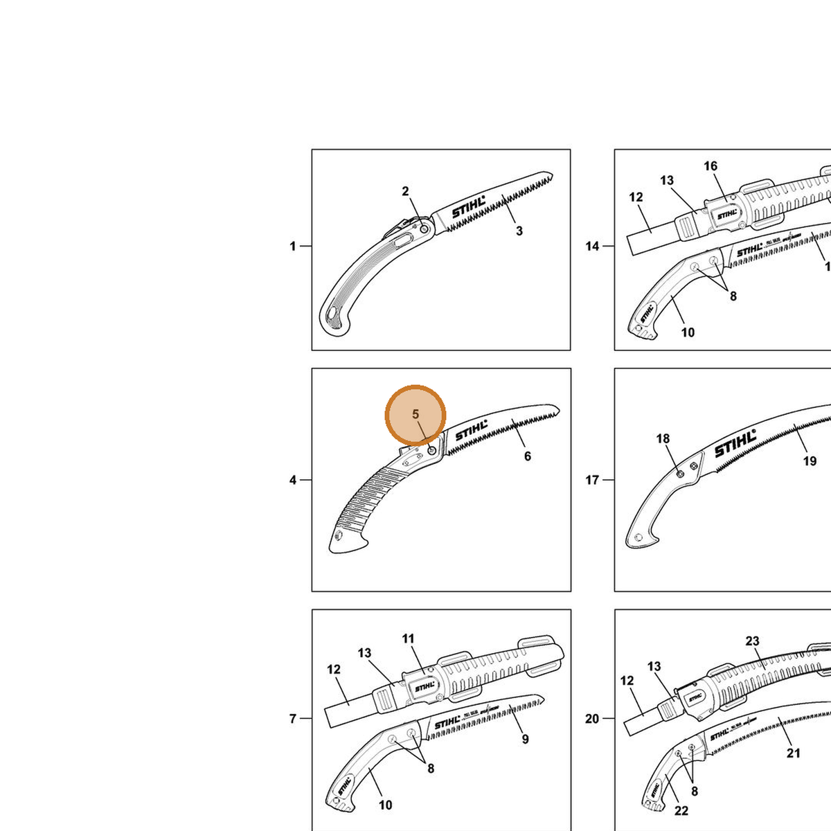 STIHL part 0000-882-1609 — IPL diagram snippet (6x zoom, amber highlight)